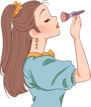 Manhwa Style Girl Applying Final Touches Half Body